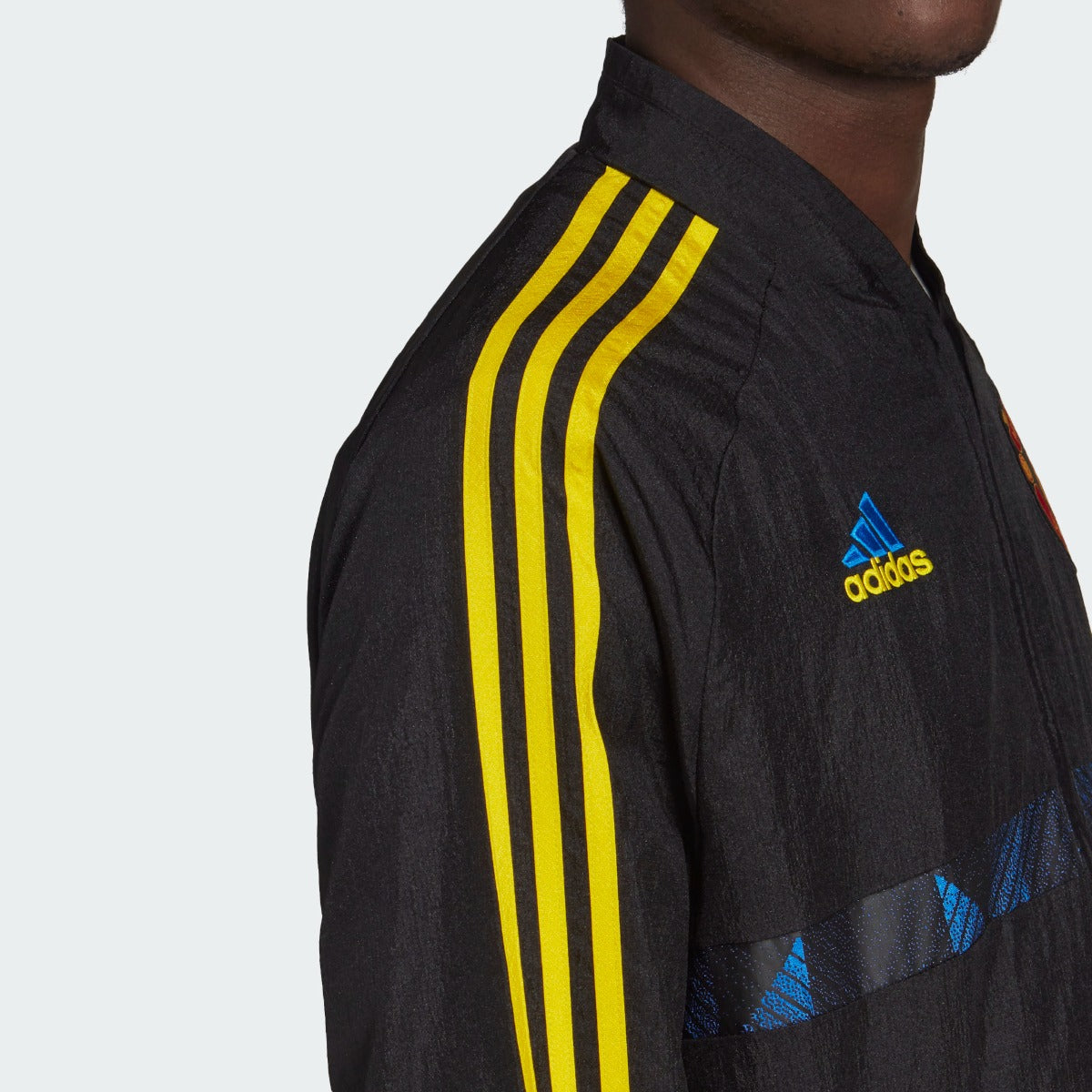 Adidas 2021-22 Manchester United Icons Woven Jacket - Black-Yellow-Royal (Detail 2)