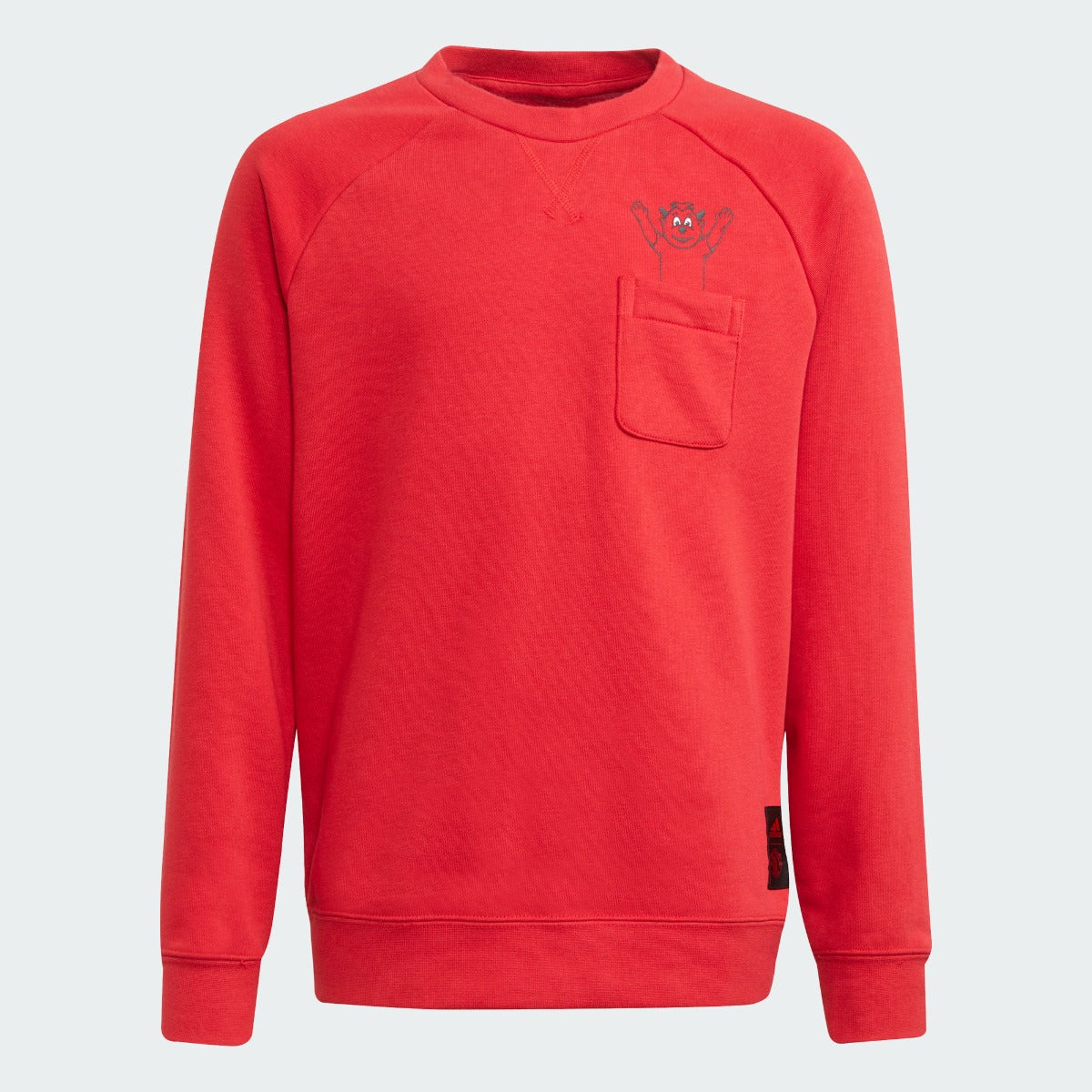 Adidas 2021-22 Manchester United Youth Crew Sweatshirt - Red (Front)