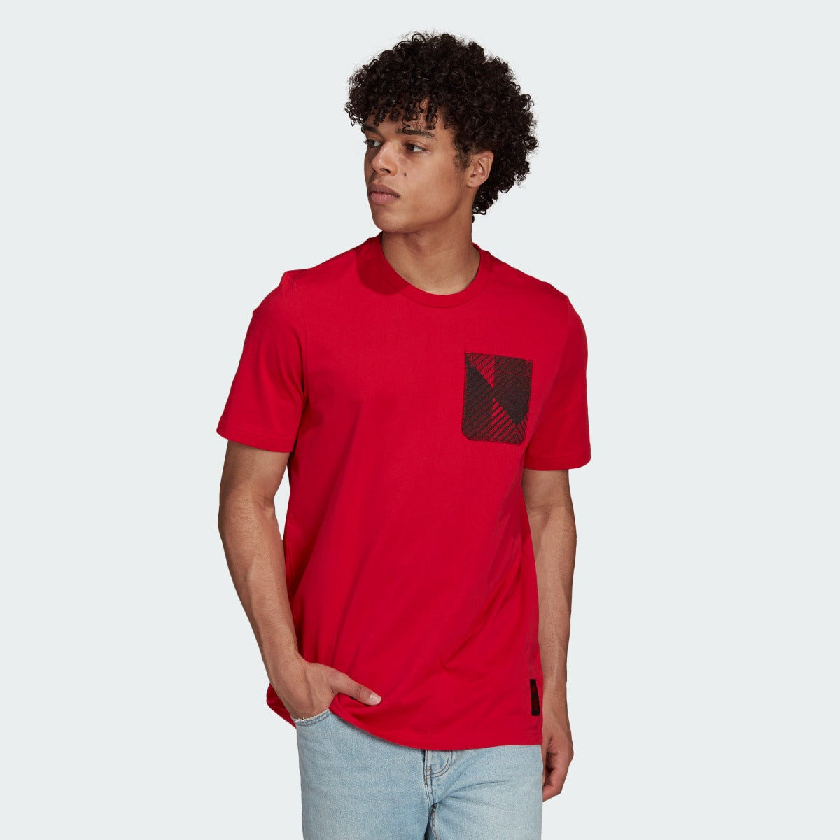 Adidas 2021-22 Manchester United Street Tee - Red (Model - Front)
