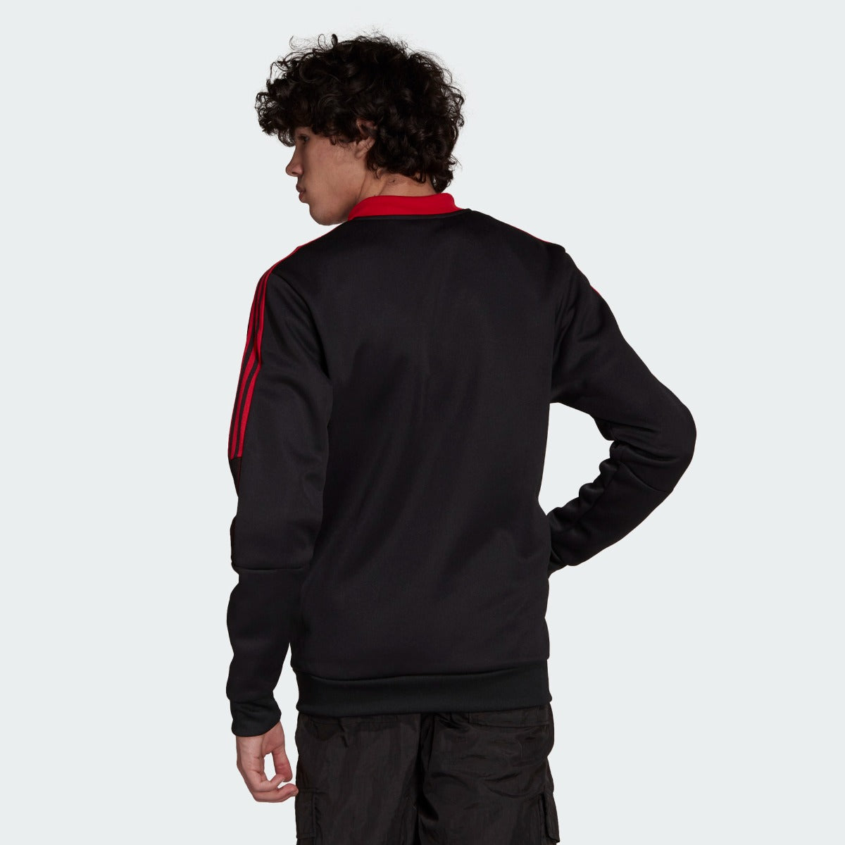 Adidas 2021-22 Manchester United Anthem Jacket - Black-Red (Model - Back)