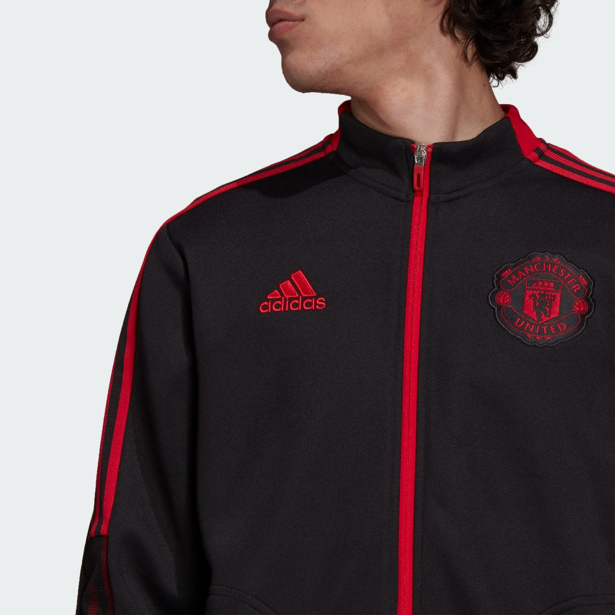 Adidas 2021-22 Manchester United Anthem Jacket - Black-Red (Detail 1)