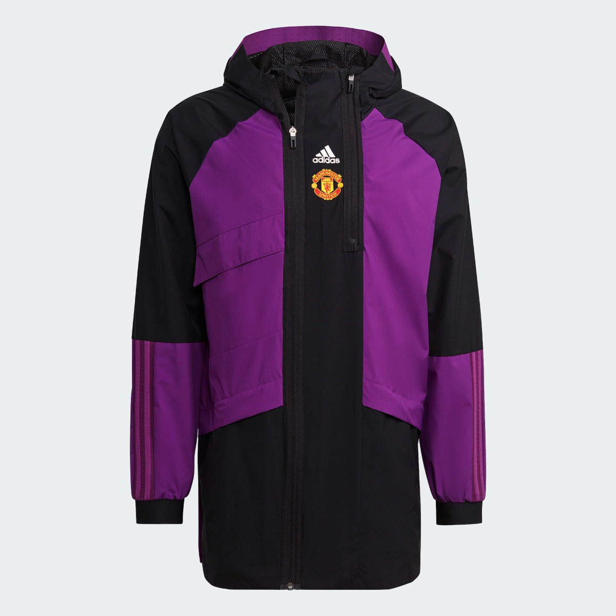 Adidas 2021-22 Manchester United Travel Drill Jacket - Black-Purple (Front)