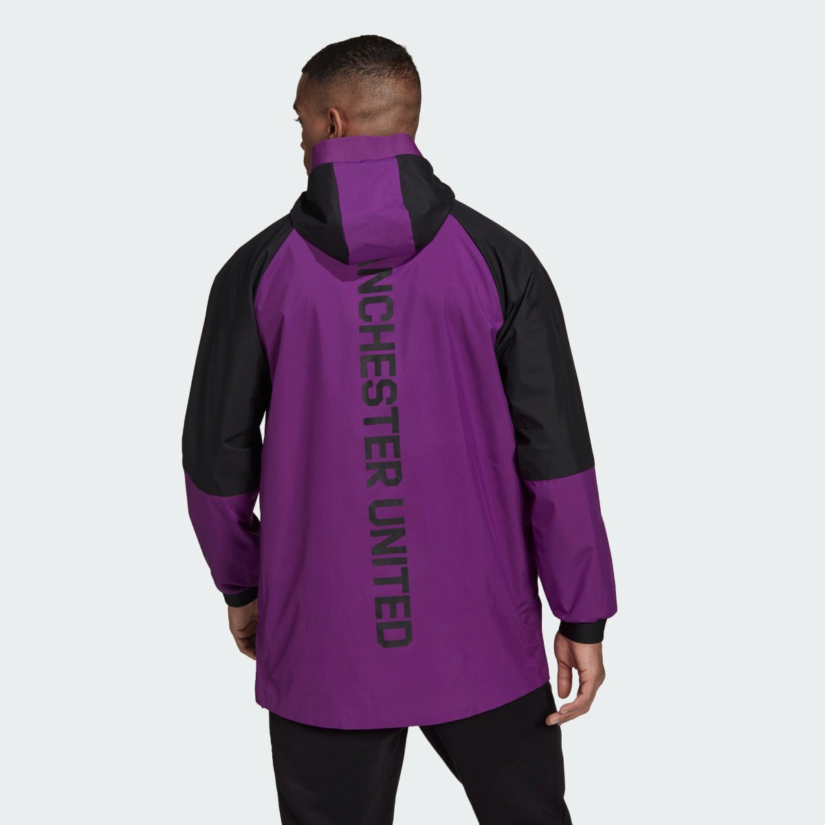 Adidas 2021-22 Manchester United Travel Drill Jacket - Black-Purple (Model - Back)