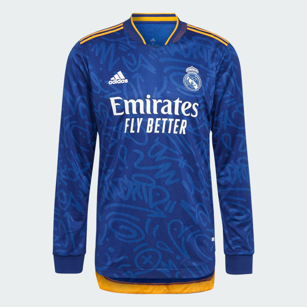 Adidas 2021-22 Real Madrid Away Authentic Long-Sleeve Jersey - Victory Blue (Front)