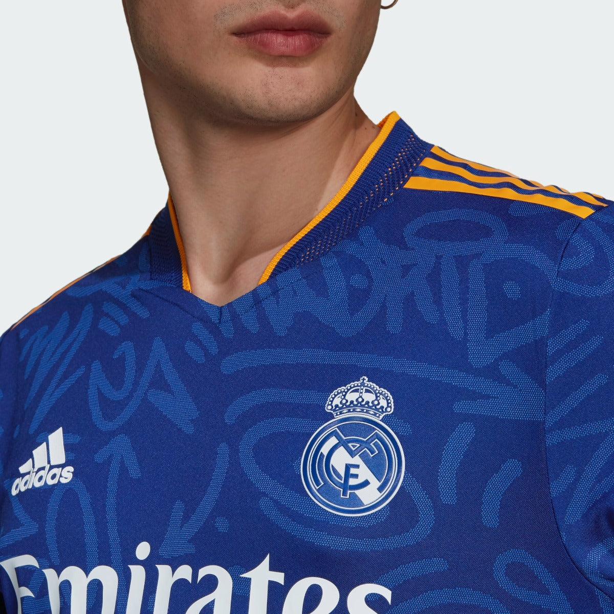 Adidas 2021-22 Real Madrid Away Authentic Long-Sleeve Jersey - Victory Blue (Detail 1)