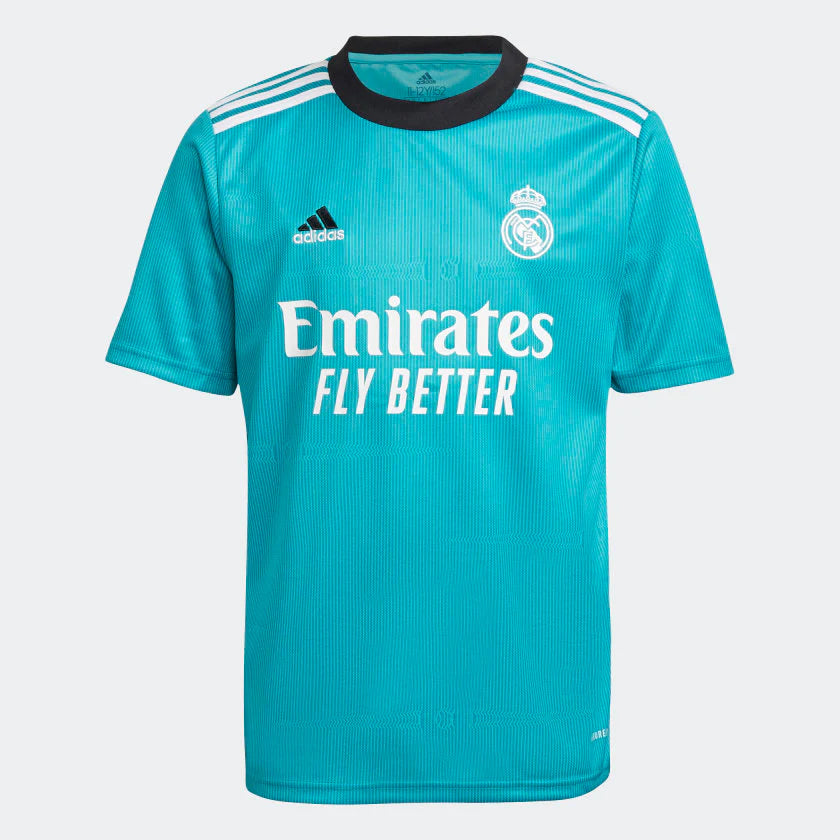 Adidas 2021-22 Real Madrid Youth Third Jersey - Hi Res Aqua (Front)