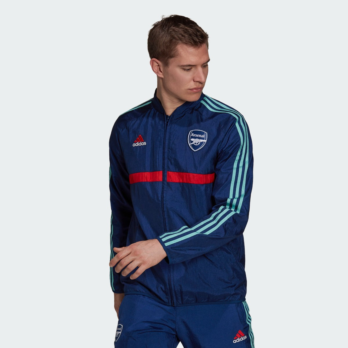 Adidas 2021-22 Arsenal Icons Woven Track Jacket - Mystery Blue (Model - Front)