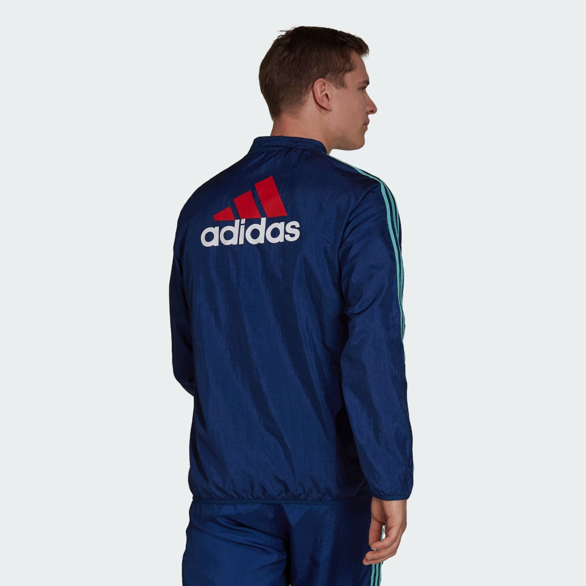 Adidas 2021-22 Arsenal Icons Woven Track Jacket - Mystery Blue (Model - Back)