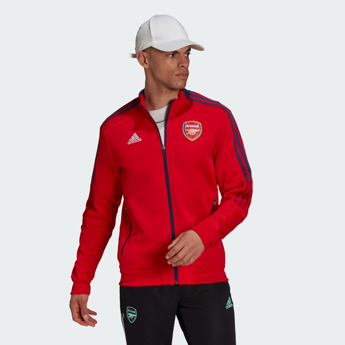 Adidas 2021-22 Arsenal Anthem Jacket - Red-Navy (Model - Front)