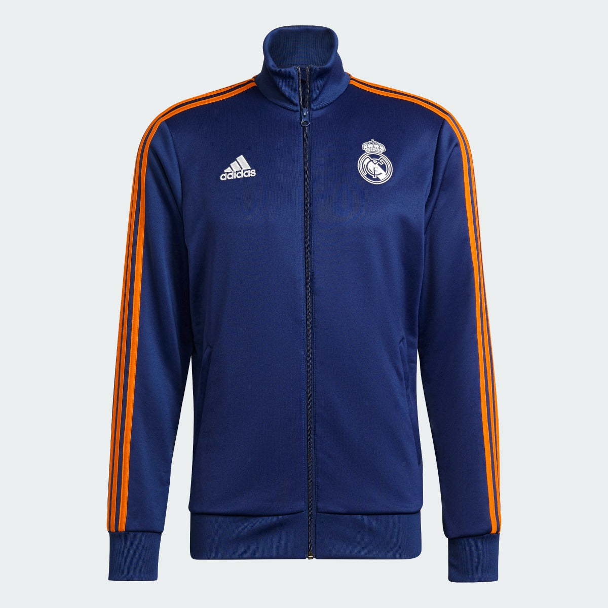 Adidas 2021-22 Real Madrid 3 Stripe Jacket - Navy-Orange (Front)