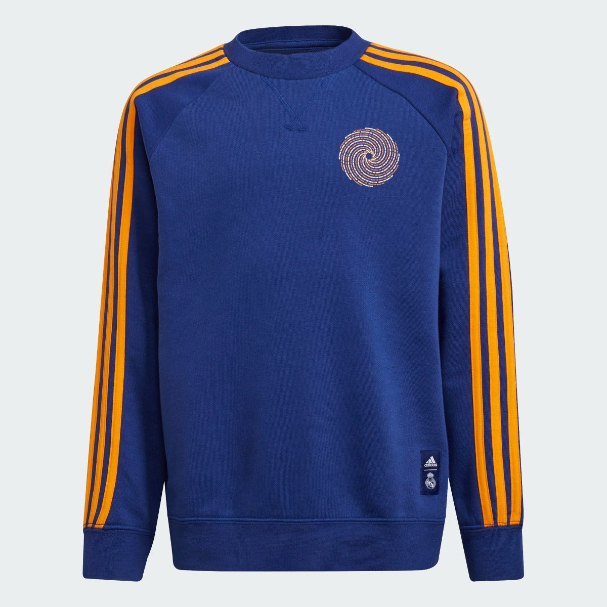 Adidas 2021-22 Real Madrid Youth Crew Sweatshirt - Navy-Orange (Front)