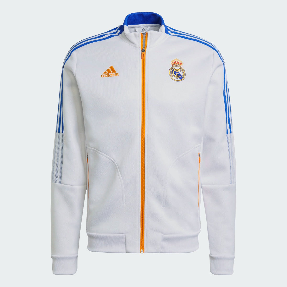 Adidas 2021-22 Real Madrid Anthem Jacket - White-Blue-Orange (Front)