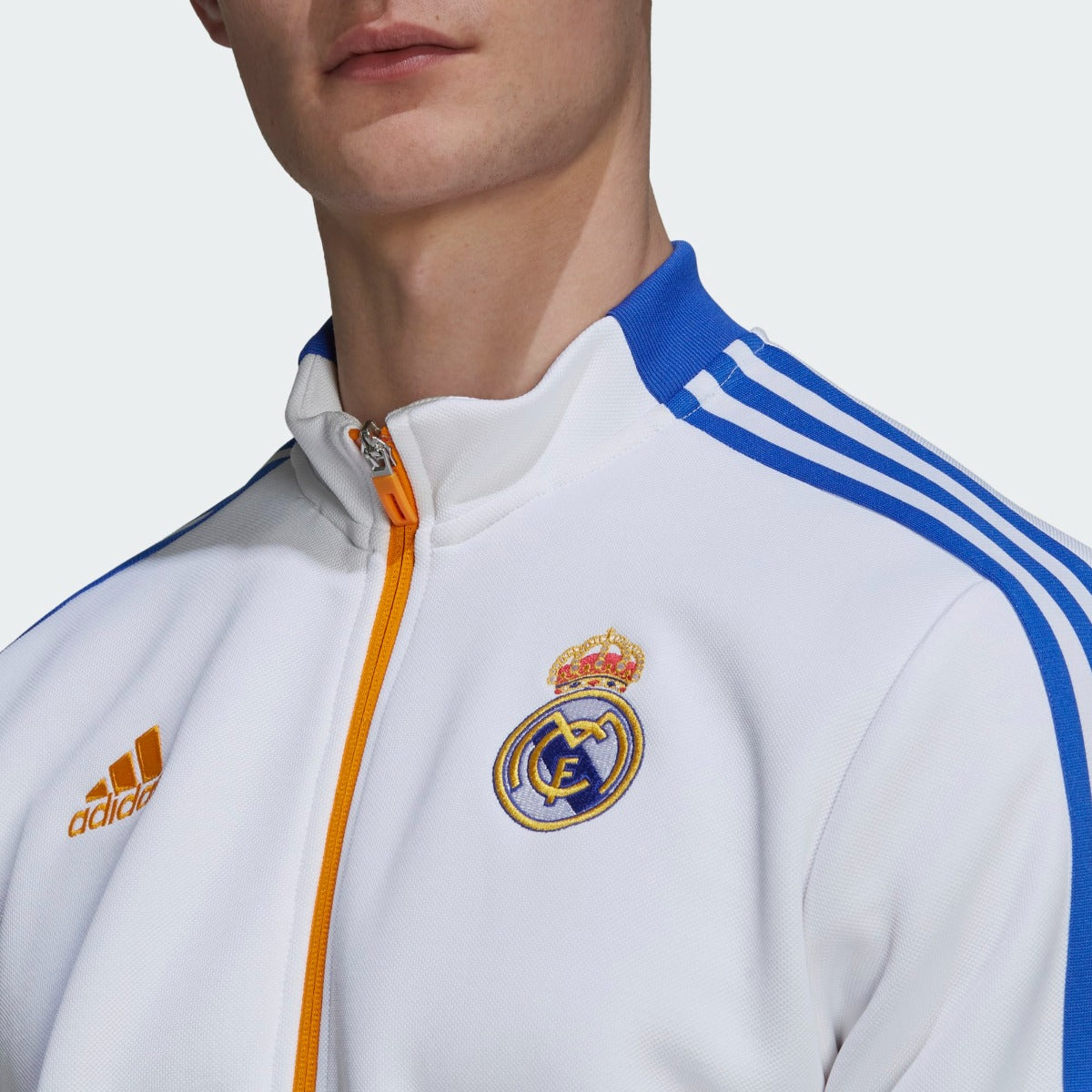 Adidas 2021-22 Real Madrid Anthem Jacket - White-Blue-Orange (Detail 1)