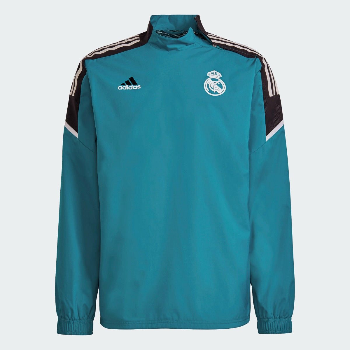 Adidas 2021-22 Real Madrid EU Hybrid Top - Teal-Black (Front)