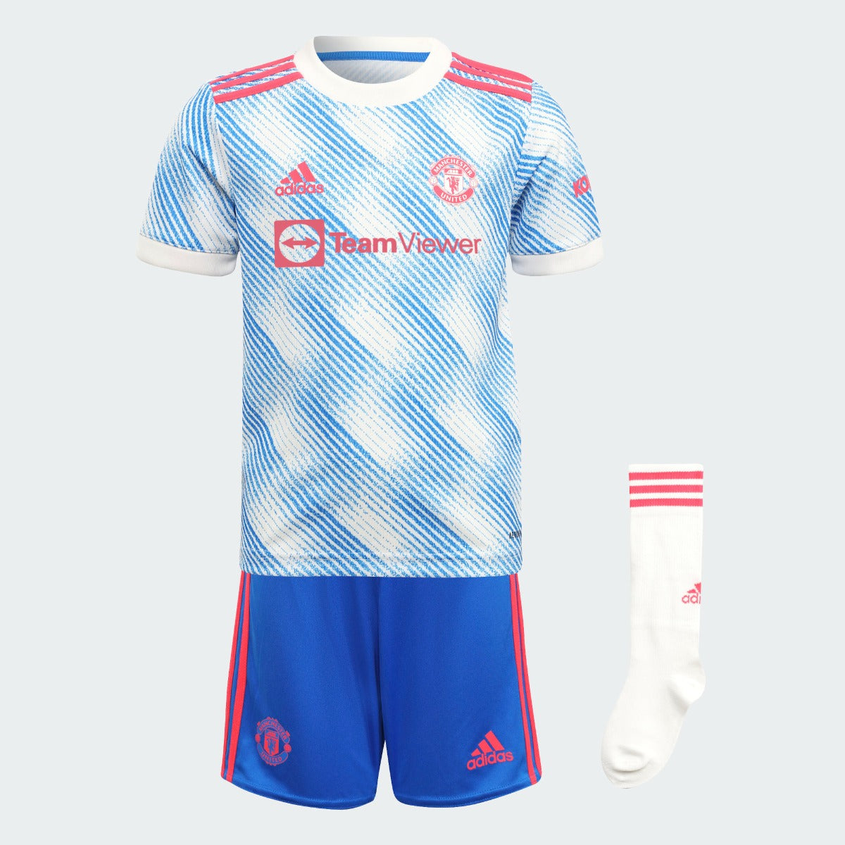 Adidas 2021-22 Manchester United Away MINI Kit - White-Glow Blue (Set)