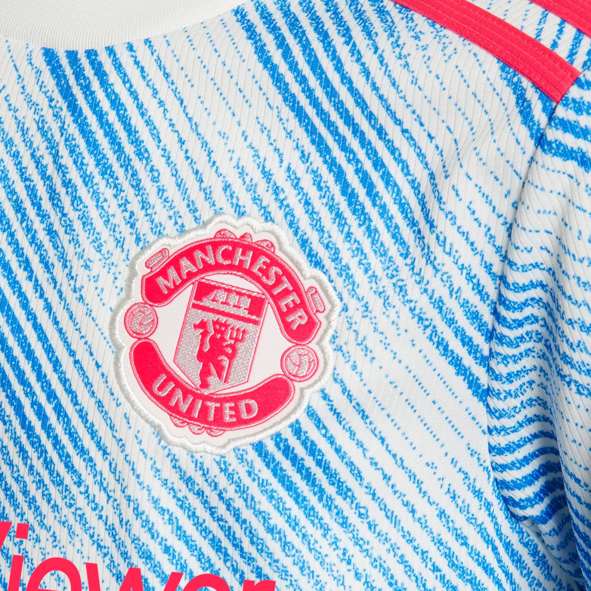 Adidas 2021-22 Manchester United Youth Away Jersey - White-Royal (Detail 2)