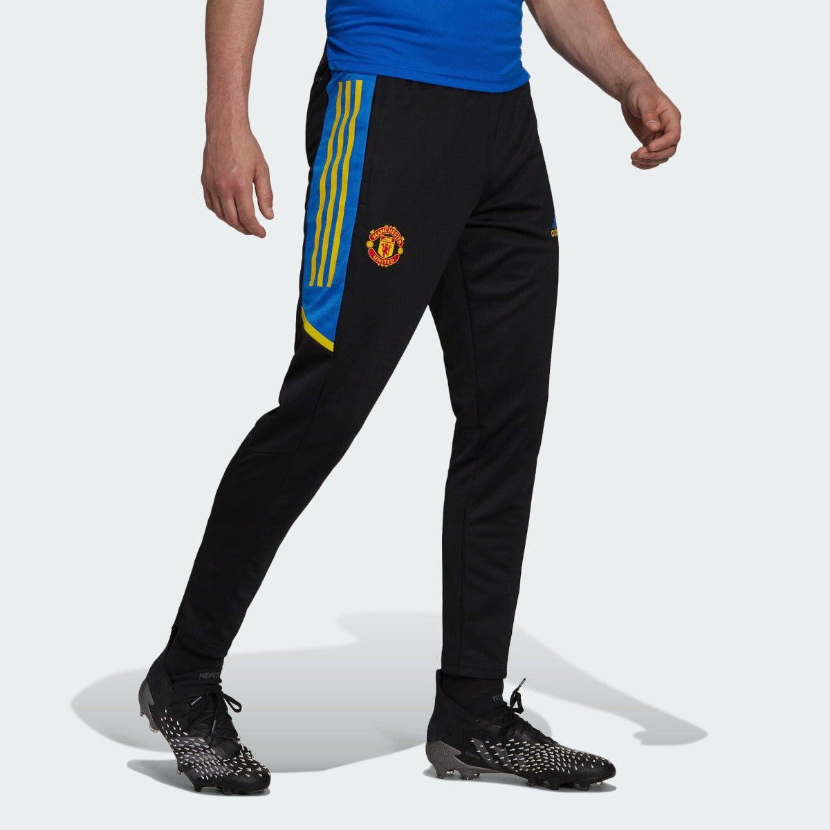 Adidas 2021-22 Manchester United Euro Training Pants - Black-Royal-Yellow (Model - Front)