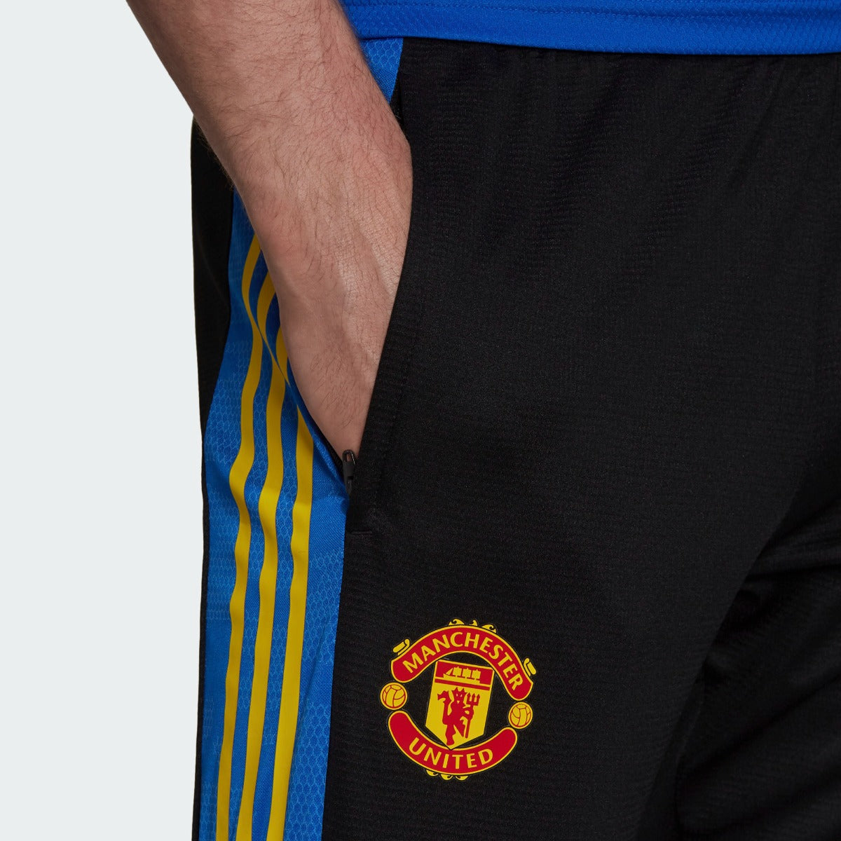 Adidas 2021-22 Manchester United Euro Training Pants - Black-Royal-Yellow (Detail 1)