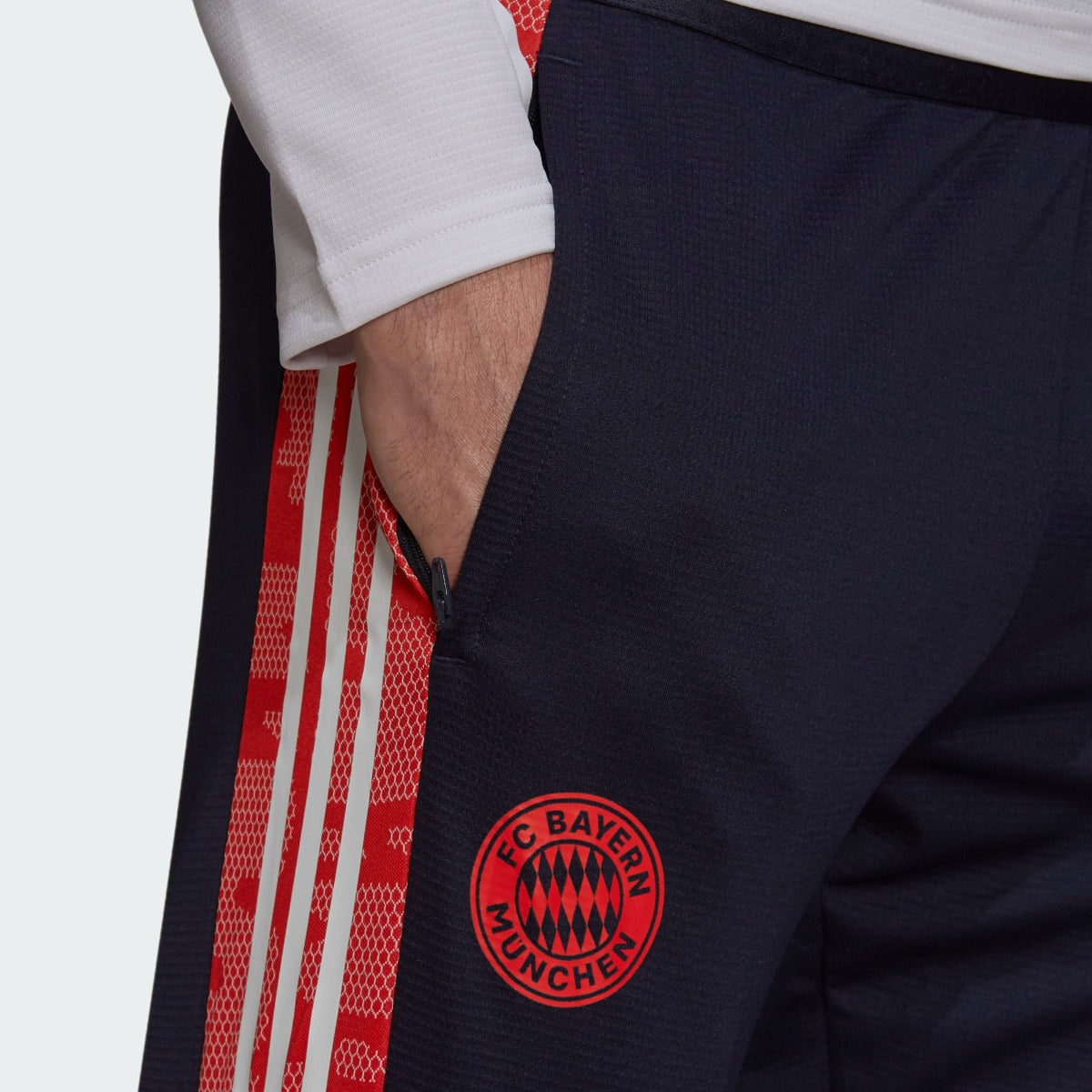 Adidas 2021-22 Bayern Munich Euro Training Pants - Navy-Red-White (Detail 1)