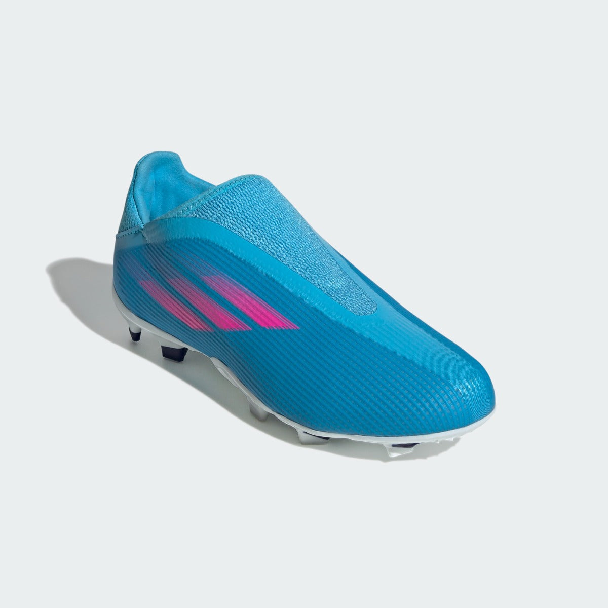 Adidas JR X Speedflow .3 Laceless FG - Sky Rush-Shock Pink (Diagonal 1)