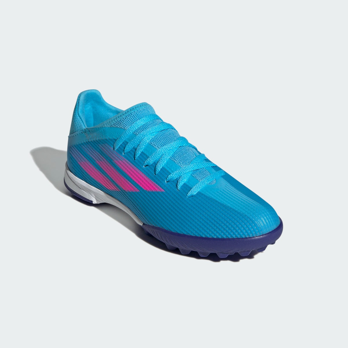 adidas JR X Speedflow .3 Turf - Sky Rush-Shock Pink (Diagonal 1)