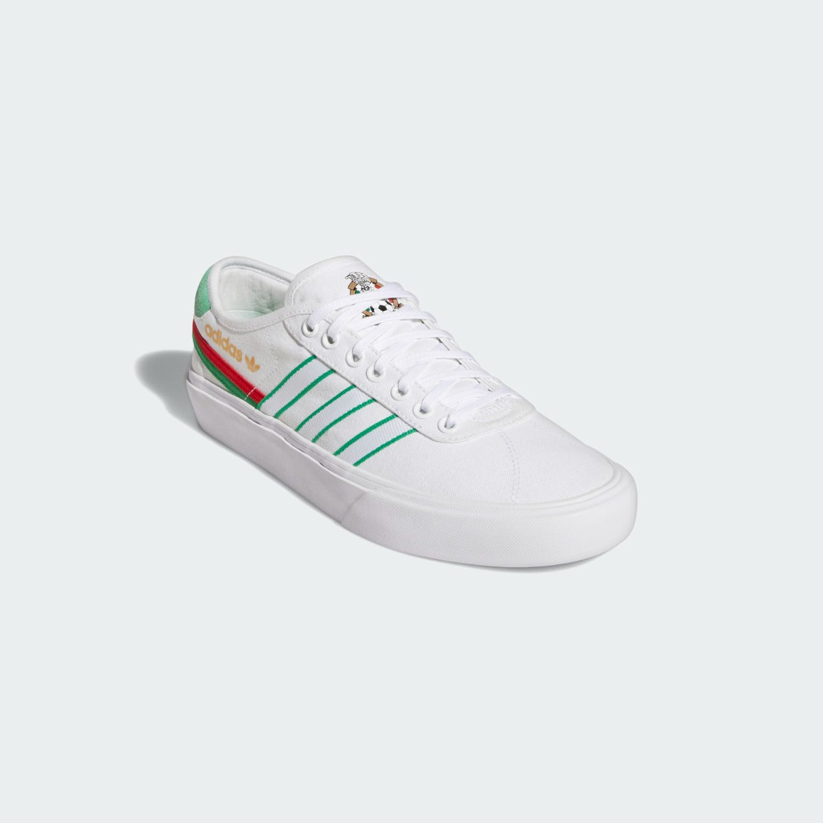 Adidas DELPALA x FMF Skate-Inspired Shoes - White-Green (Diagonal 1)