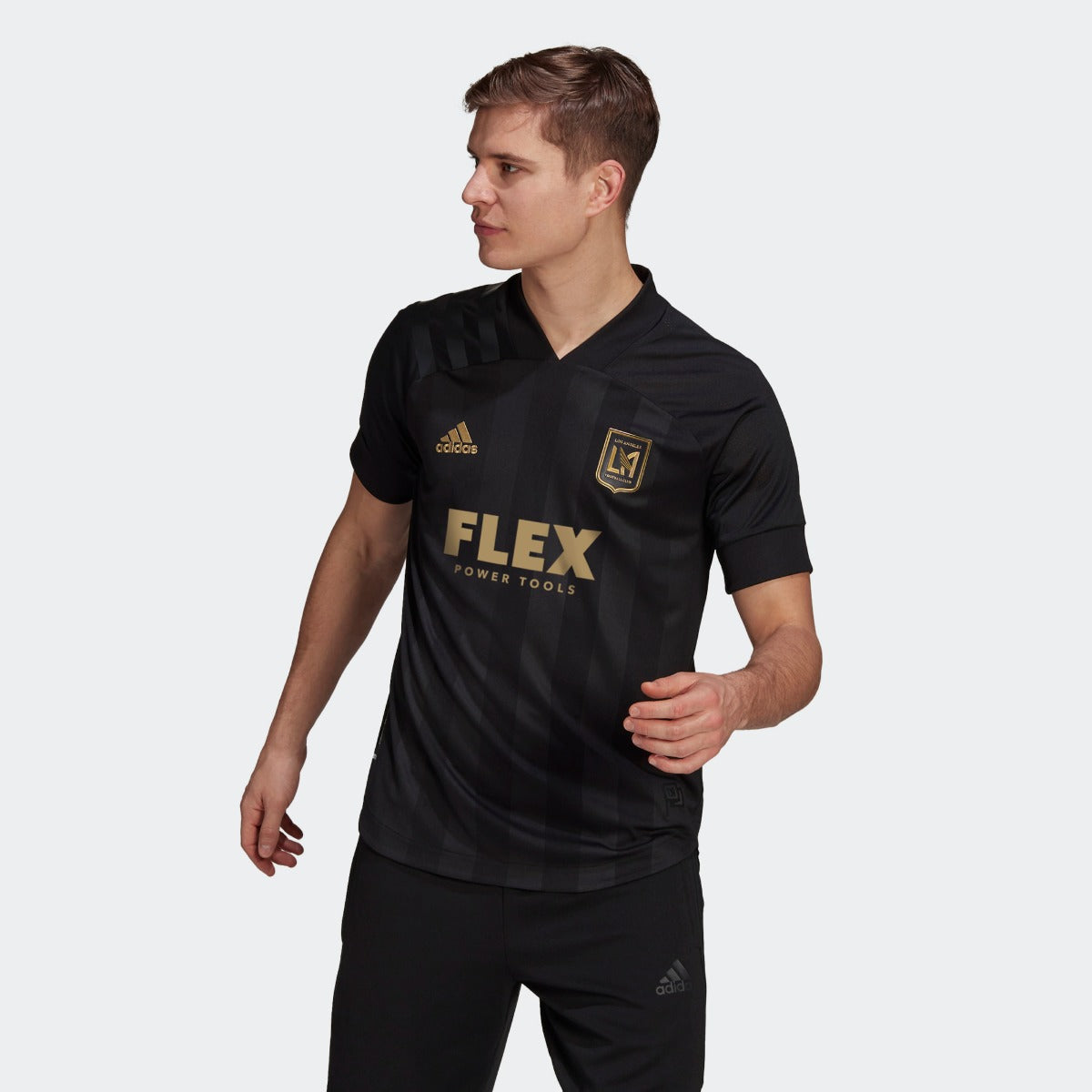 Adidas 2021 LAFC Authentic Home Jersey - Black-Gold (Model - Front)
