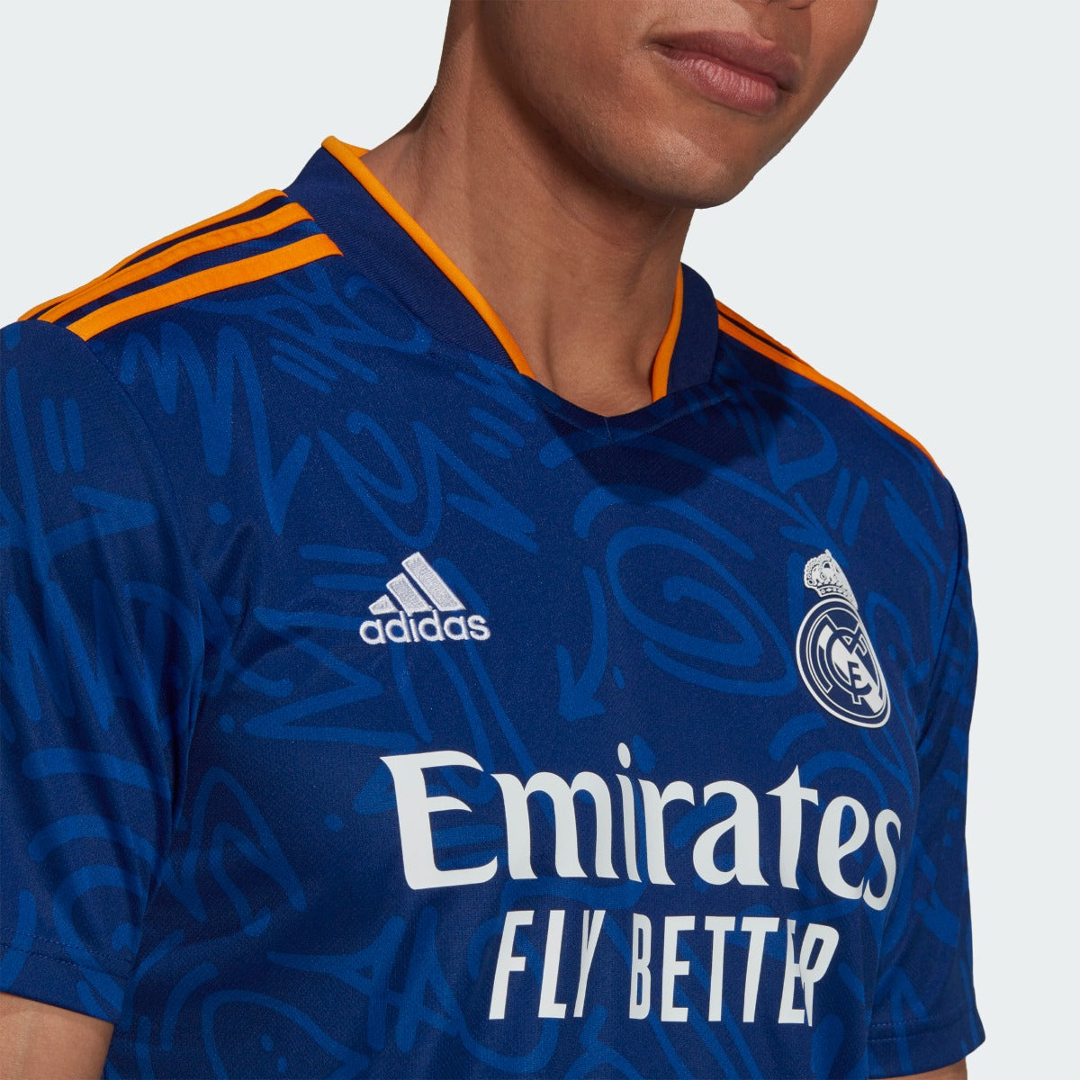 Adidas 2021-22 Real Madrid Away Jersey - Victory Blue (Detail 1)