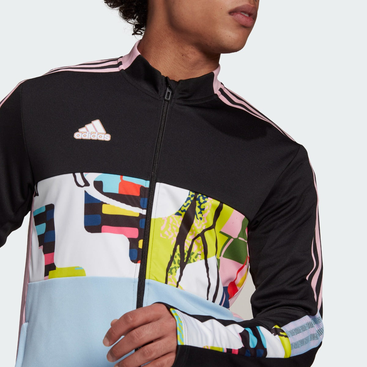 Adidas Love Unites Tiro Track Jacket - Black-Pink-Light Blue (Detail 1)