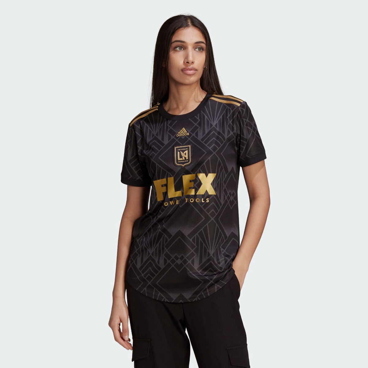 adidas 2022-23 LAFC Women Home Jersey - Black-Gold (Model - Front)
