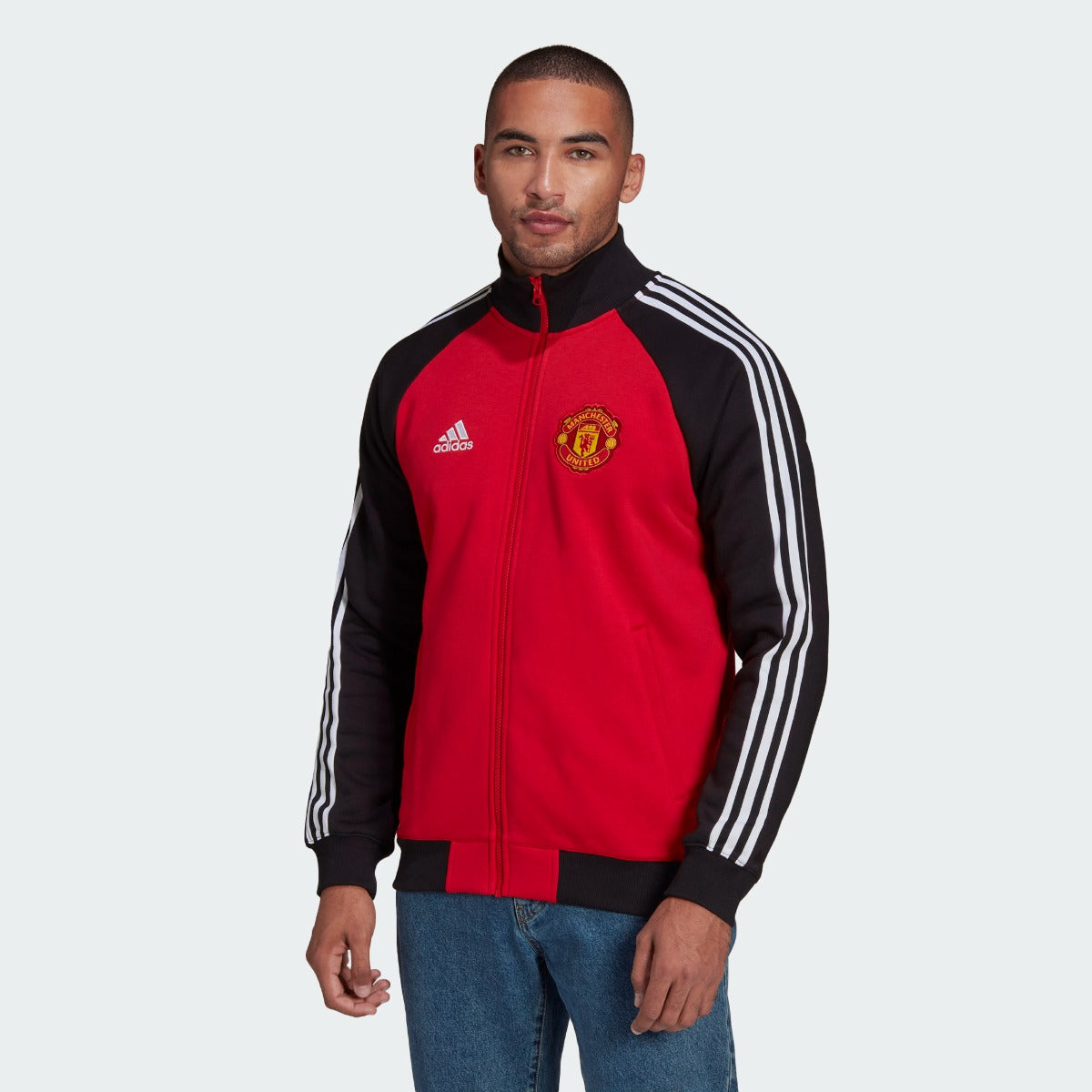 Adidas 2022 Manchester United  Tiro 21 Anthem Jacket  - Red-Black (Model - Front)