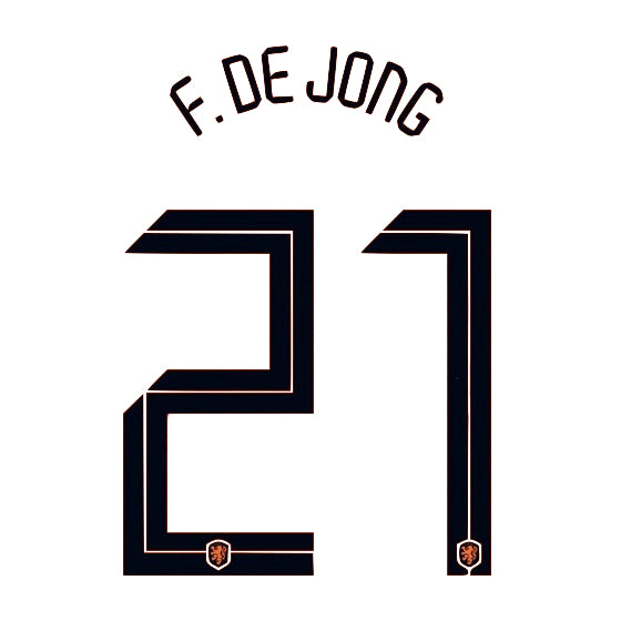 Holland 2020/21 Home F. De Jong #21 Jersey name Set