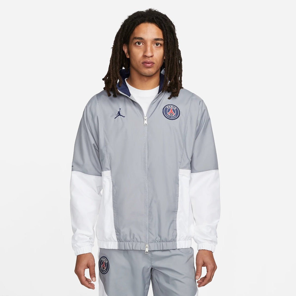 Jordan 21-22 PSG Suit Jacket - Stealth-White (Model - Front)