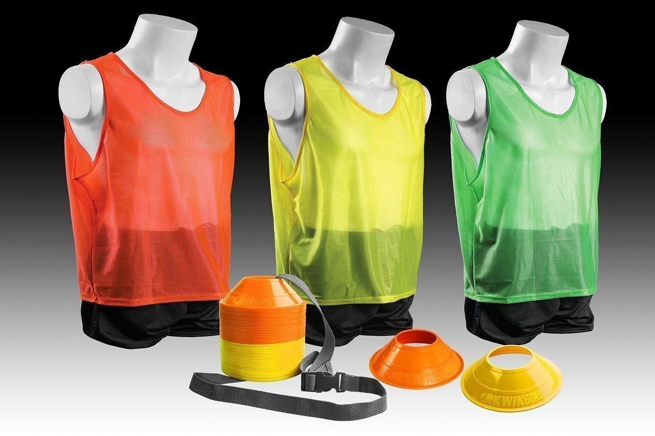 Kwik Goal Mini Cone & Vest Pack - Orange/Yellow/Green