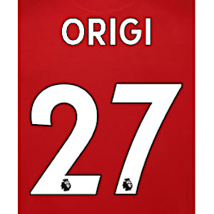 Liverpool 2019/22 Home Origi #27 Jersey Name Set