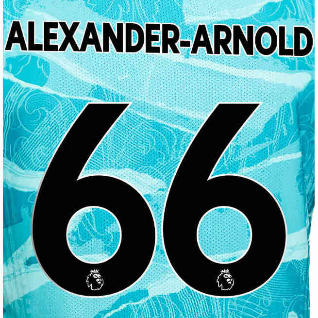 Liverpool 2020/22 Away Alexander-Arnold #66 Jersey Name Set-Black