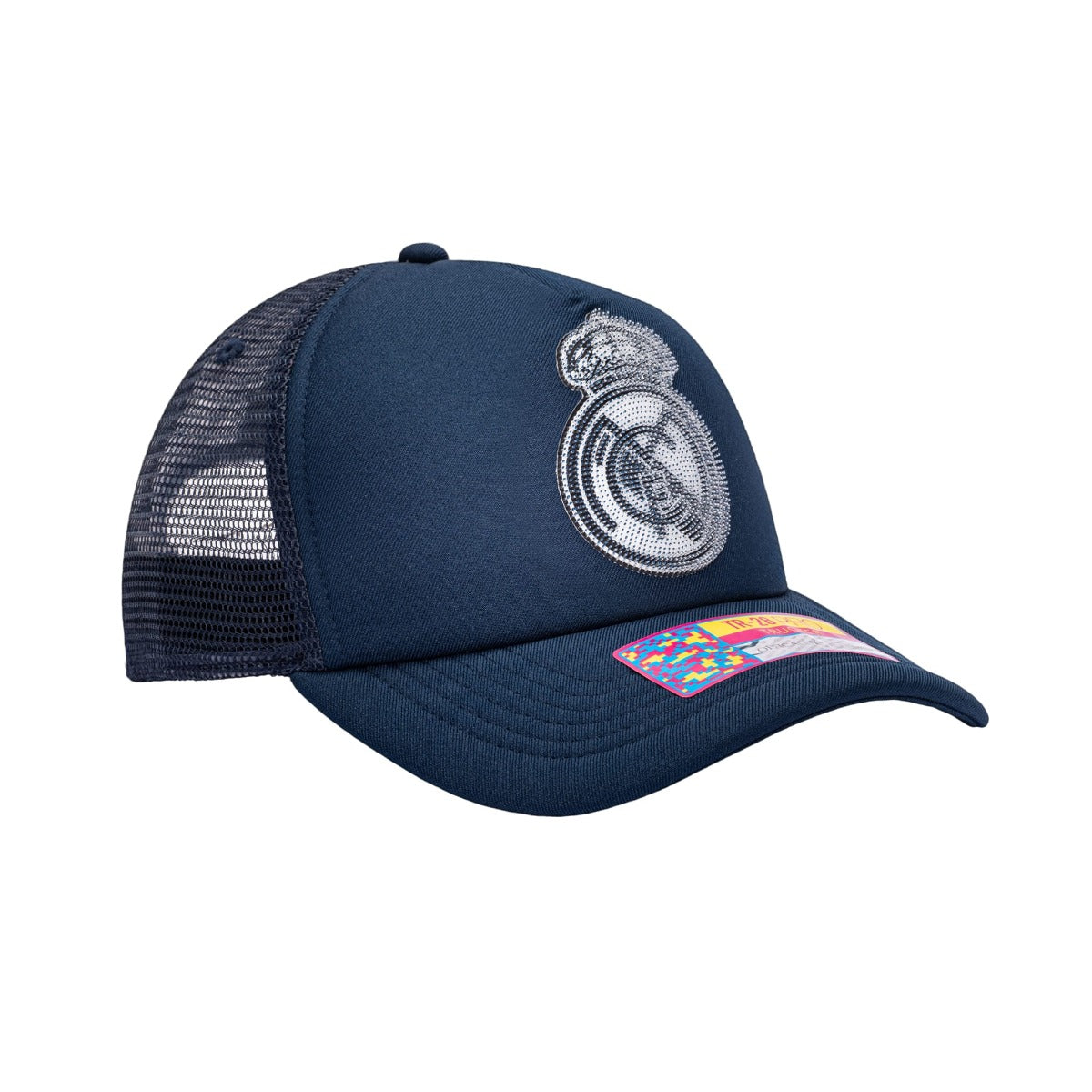 FI Collection Real Madrid Shield Trucker Hat - Navy (Diagonal 2)