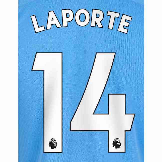 Man City 2019/20 Home Laporte #14 Jersey Name Set