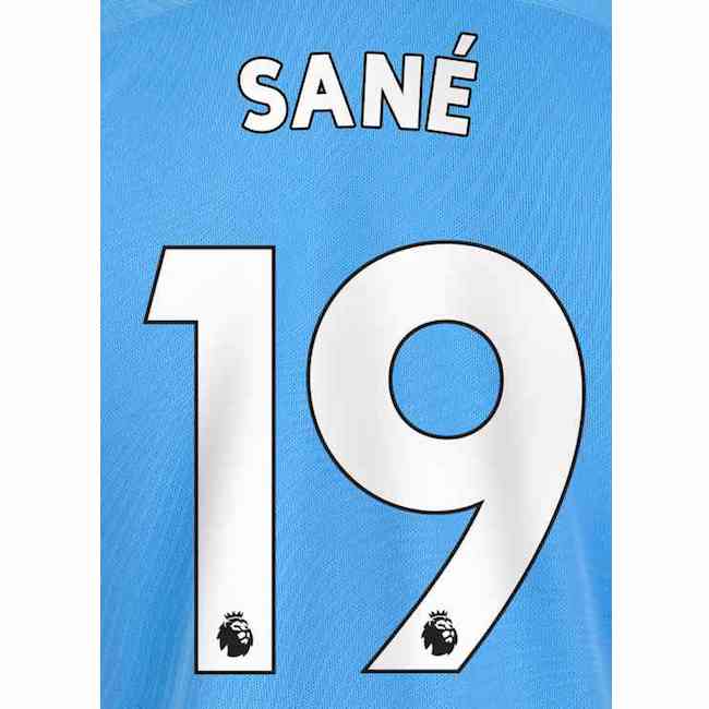 Man City 2019/20 Home Sane #19 Jersey Name Set