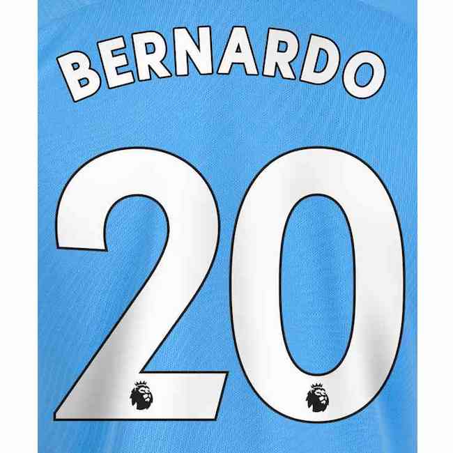 Man City 2019/20 Home Bernardo #20 Jersey Name Set