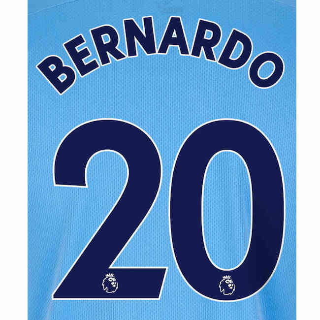 Manchester City 2020/21 Home Bernardo #20 Jersey Name Set