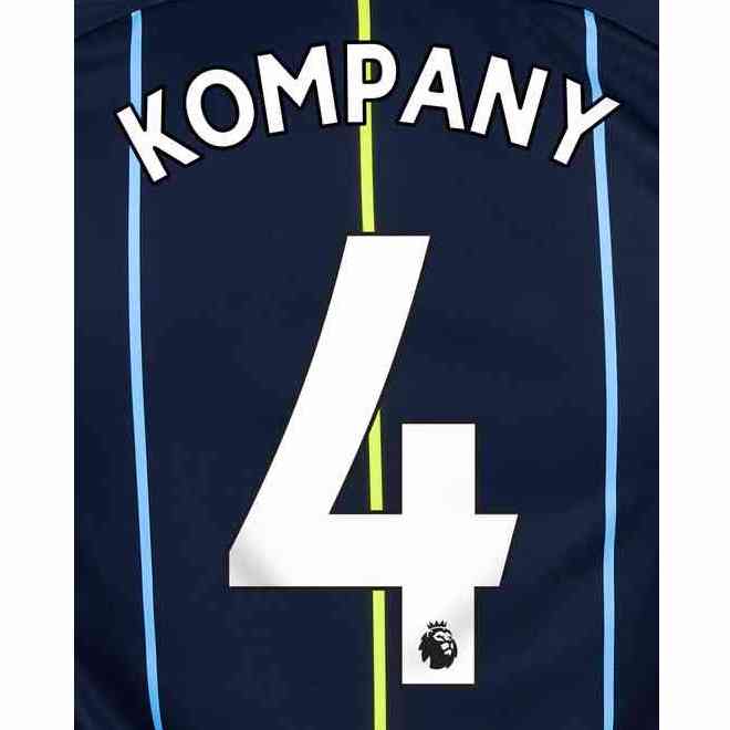 Man City 2018/19 Away Kompany #4 Jersey Name Set