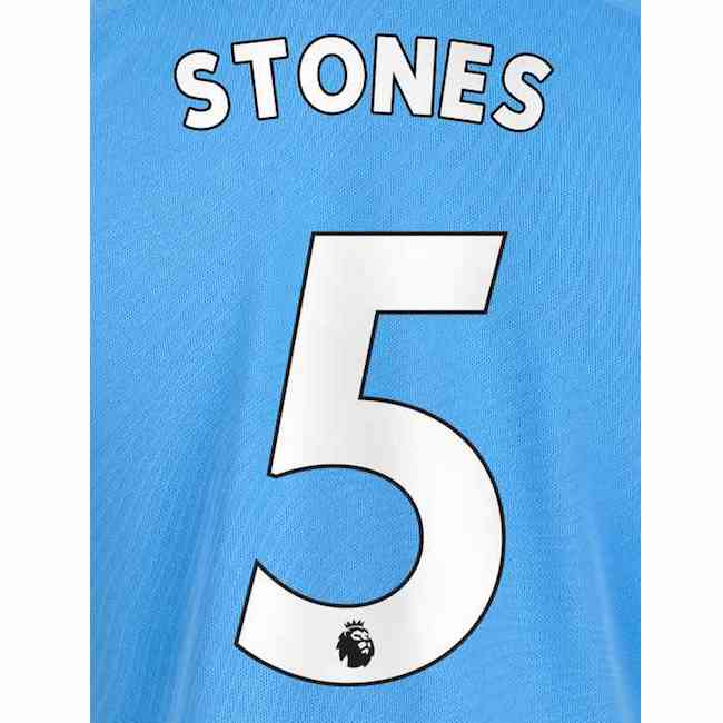 Man City 2019/20 Home Stones #5 Jersey Name Set