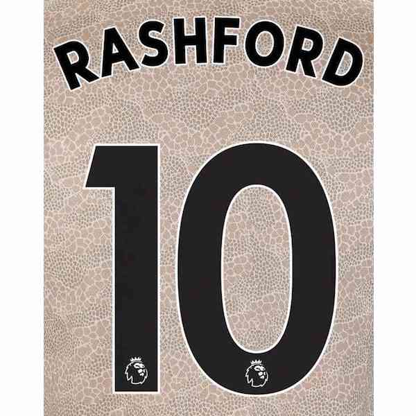 Man United 2019/20 Away Rashford #10 Jersey Name Set