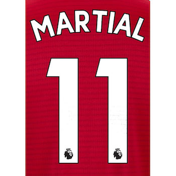 Man United 2018/19 Home Martial #11 Jersey Name Set