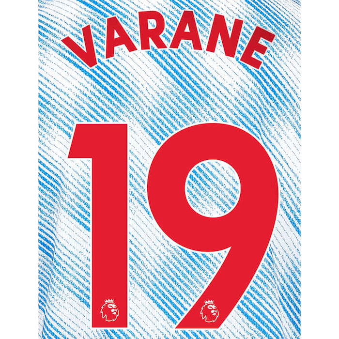 Manchester United 2021/22 Away R. Varane #19 Jersey Name Set Red (Main)