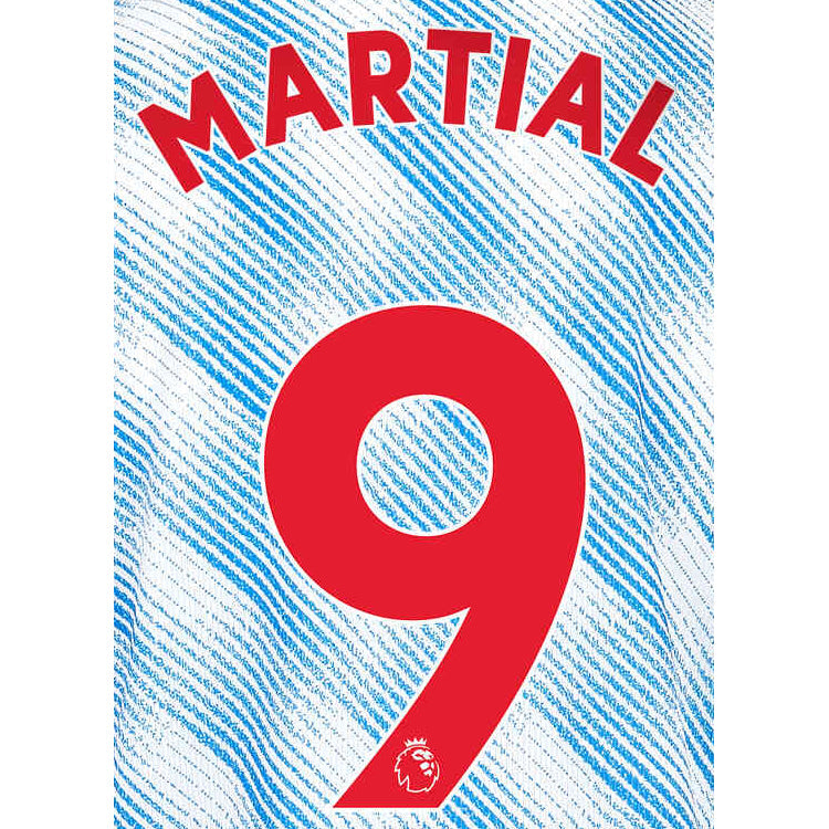 Manchester United 2021/22 Away Martial #9 Jersey Name Set-Red