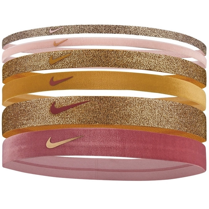 Nike Mixed Width Novelty Headbands (6 Pack) - Pink-Gold (Main)