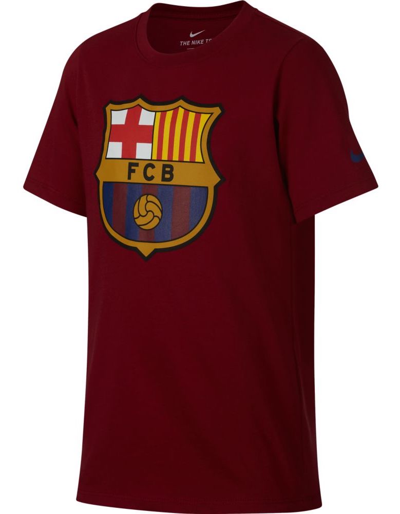 Nike 2018-19 Barcelona Evergreen Crest Boys Tee-Red