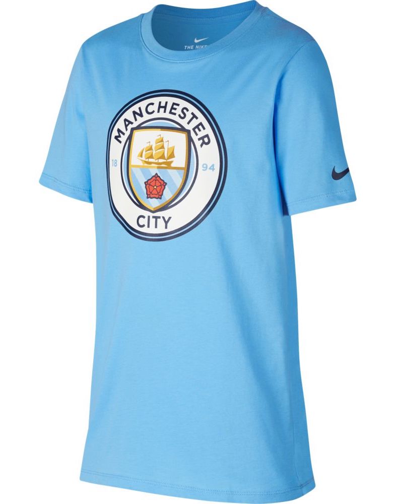 Nike 2018-19 Manchester City Evergreen Crest Youth Tee-Blue